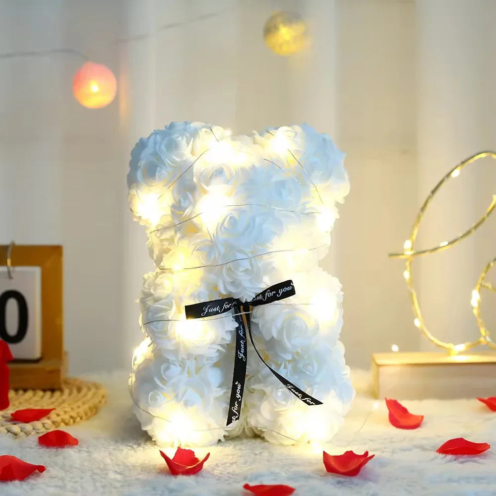 Artificial Teddy Rose Flower Bear with Box Romantic Valentines