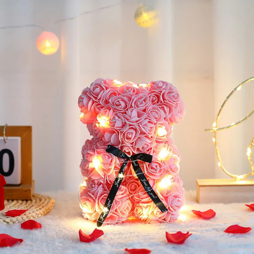 Artificial Teddy Rose Flower Bear with Box Romantic Valentines