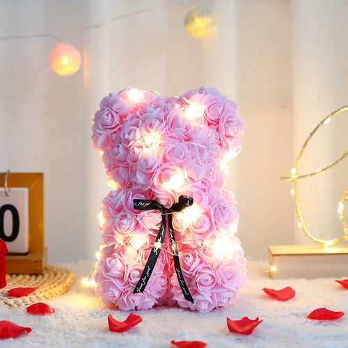 Artificial Teddy Rose Flower Bear with Box Romantic Valentines